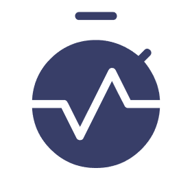 Icon of a stopwatch with a zigzag line inside, suggesting time monitoring or tracking. Blue and green color scheme.